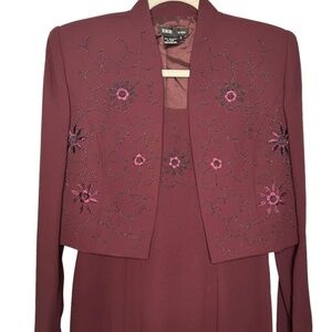 NWT Vintage 2 Piece Rimini by Shaw Beaded Dress & Matching Jacket Size 6